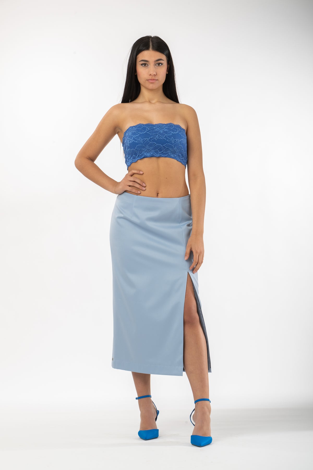Indigo Blue Longuette Pencil Skirt