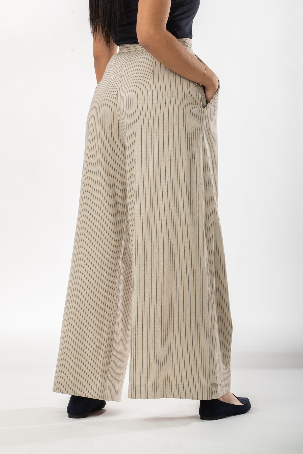 Palazzo trousers in linen and viscose