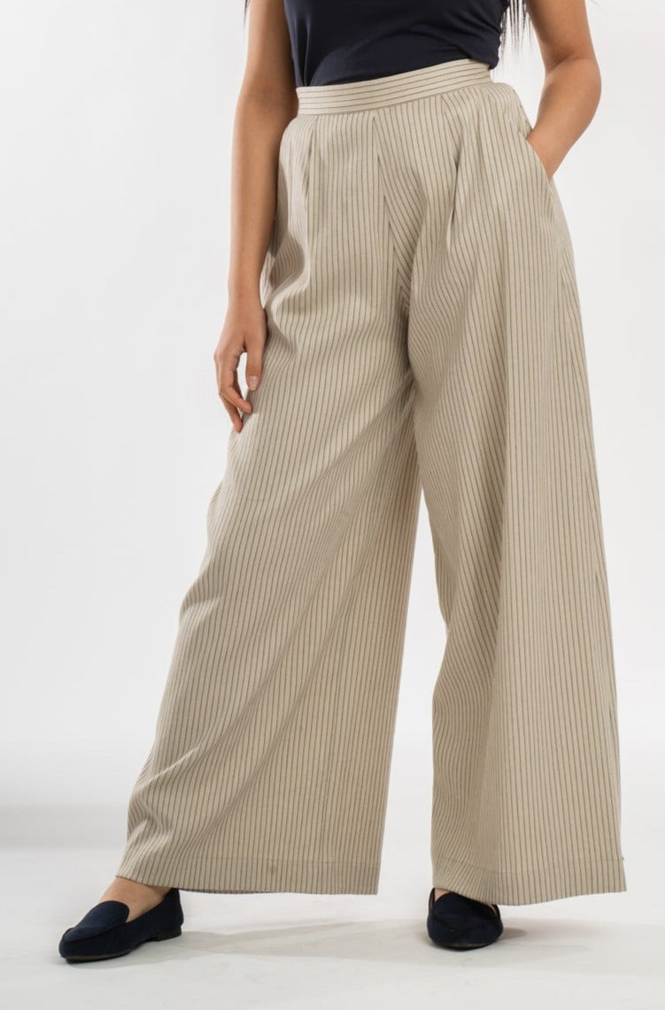 Palazzo trousers in linen and viscose